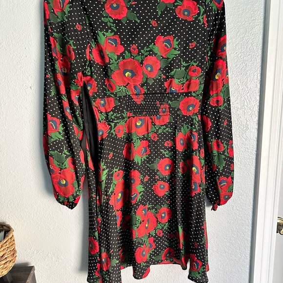 Free People - Black & Red Polka Dot & Floral Print Fit & Flare - Picture 4 of 6